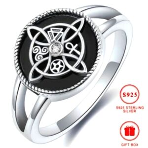 Sterling 925 Silver Black Celtic Knot Ring Sz 9